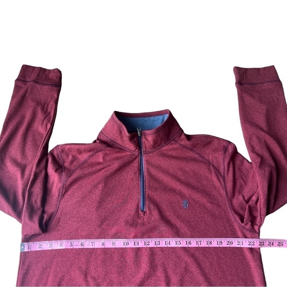 Izod Saltwater Men’s Maroon 1/4 Zip Fleece Lined Lightweight Pullover, Large - Picture 7 of 8